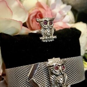 Sarah Coventry vintage owl ring and bracelet set